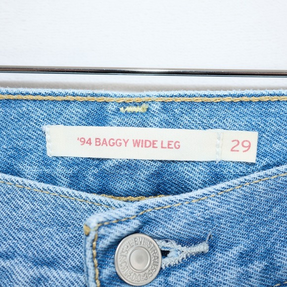 Levis 94 Baggy Wide Leg Jeans Light Wash Blue Paneled Denim A7462-0001 W29 L31 - Picture 10 of 13